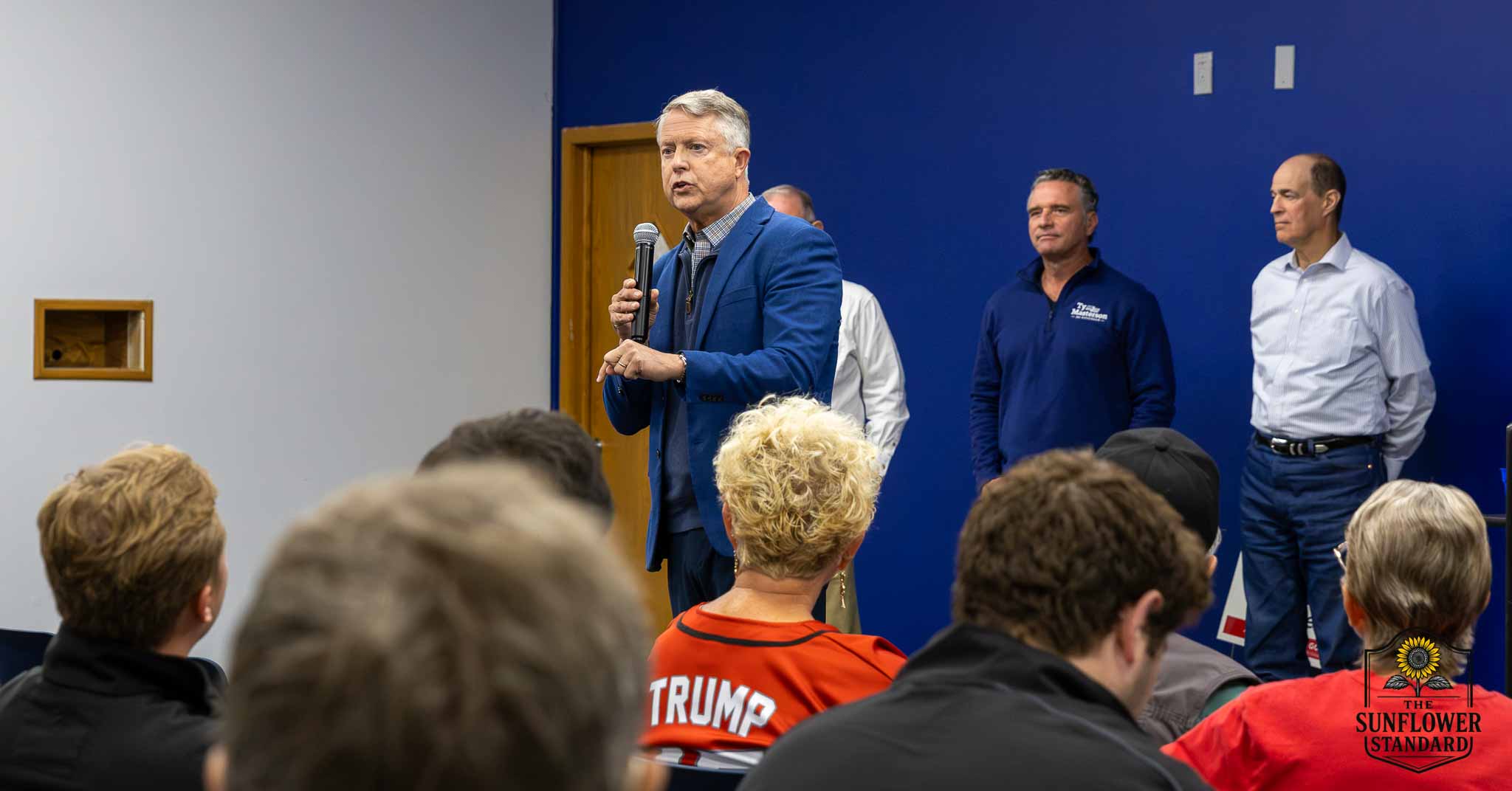 Republican candidates visiting Colby during the statewide tour bus stop